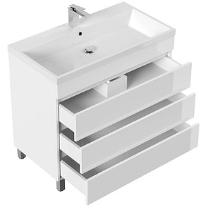 POSSEIK Waschbecken mit Unterschrank FELLINI 90 weiß glanz 90,0 x 48,0 x 83,5 cm
