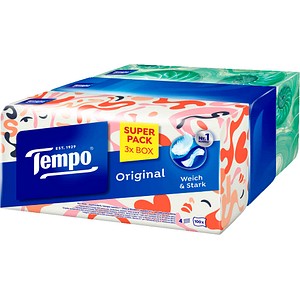 Tempo Taschentücherbox Original 4-lagig weiß, 3x 100 Tücher