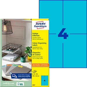 AVERY Zweckform Etiketten 3457 blau 105,0 x 148,0 mm, 100 Blatt