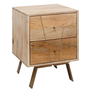 WOHNLING Nachttisch rechteckig Massivholz mango 40,0 x 40,0 x 56,0 cm, 1 St.