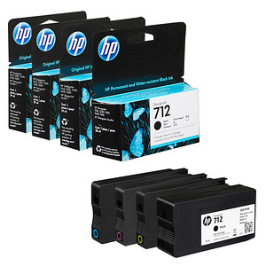 HP 712(3ED70A/3ED67A/3ED68A/3ED69A) schwarz, cyan, magenta, gelb Druckerpatronen, 4er-Set