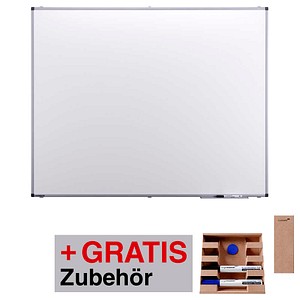 AKTION: Legamaster Whiteboard PREMIUM 150,0 x 120,0 cm weiß spezialbeschichteter Stahl + GRATIS 2 Boardmarker TZ (schwarz, blau), Whiteboard Löscher, Markerhalter, Magnet