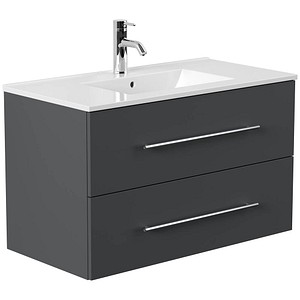 POSSEIK Waschbecken mit Unterschrank HOMELINE 90 grafit 91,0 x 46,5 x 55,8 cm