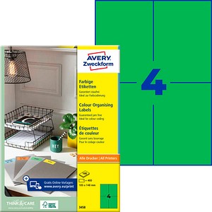 AVERY Zweckform Etiketten 3458 grün 105,0 x 148,0 mm, 100 Blatt