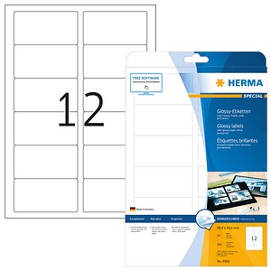 HERMA Etiketten 4906 weiß 88,9 x 46,6 mm, 25 Blatt