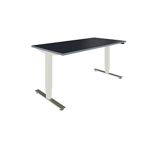 fm Oldenburg elektrisch höhenverstellbarer Schreibtisch lavagrau rechteckig, T-Fuß-Gestell silber 160,0 x 80,0 cm