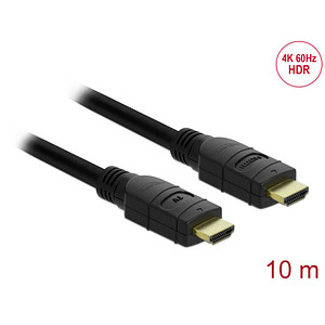 DeLOCK High Speed HDMI Ethernet Kabel 4K 60 Hz HDR 10,0 m schwarz, 1 St.