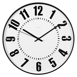 hama Wanduhr Formentera weiß schwarz Kunststoff, Ø 35,0 cm