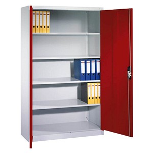CP Stahlschrank C 2000 Acurado 9460-000 S10693 lichtgrau, rubinrot 4 Fachböden 120,0 x 40,0 x 195,0 cm, aufgebaut, 1 St.