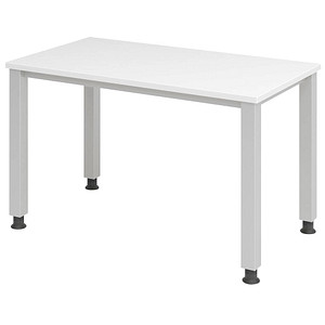 HAMMERBACHER QS612 Schreibtisch weiß rechteckig, 4-Fuß-Gestell silber 120,0 x 67,2 cm