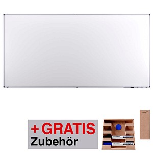 AKTION: Legamaster Whiteboard PREMIUM 240,0 x 120,0 cm weiß spezialbeschichteter Stahl + GRATIS 2 Boardmarker TZ (schwarz, blau), Whiteboard Löscher, Markerhalter, Magnet