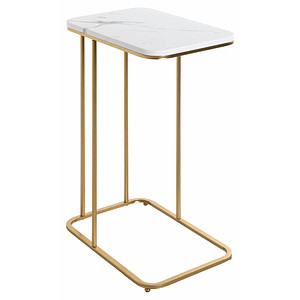 HAKU Möbel Beistelltisch rechteckig MDF-Platte gold-weiß 45,0 x 30,0 x 67,0 cm, 1 St.
