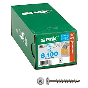 SPAX® Holzbauschrauben T40 Tellerkopf Edelstahl A2 0257000801005 8 mm x 100 mm, 50 St.