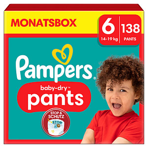 Pampers® Windeln baby-dry™ Monatsbox Größe Gr.6 (14-19 kg) für Kids und Teens (4-12 Jahre), 138 St.