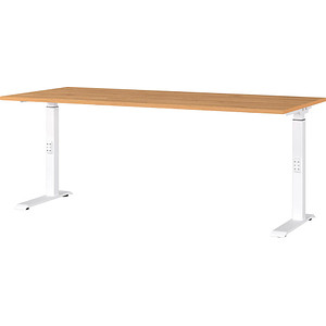 GERMANIA DOWNEY höhenverstellbarer Schreibtisch grandson-eiche rechteckig, C-Fuß-Gestell weiß 180,0 x 80,0 cm
