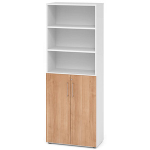 HAMMERBACHER Regalschrank 968T3, V968T3/W/N/BS nussbaum, weiß 80,0 x 42,0 x 215,6 cm, 1 St.