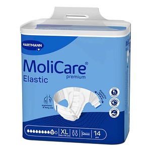 HARTMANN Inkontinenzhosen MoliCare® premium Elastic 9, XL unisex für sehr schwere Inkontinenz, 14 St.