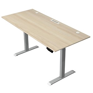 Kerkmann Move 1 plus elektrisch höhenverstellbarer Schreibtisch ahorn rechteckig, T-Fuß-Gestell grau 180,0 x 80,0 cm