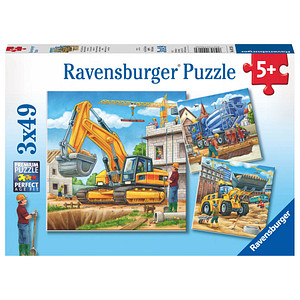 Ravensburger Große Baufahrzeuge Puzzle, 3 x 49 Teile