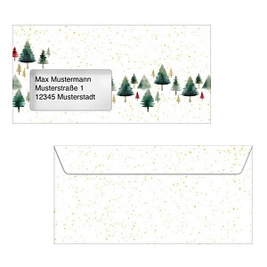 SIGEL Weihnachtsbriefumschläge Little Pines DIN lang mit Fenster, 50 St.