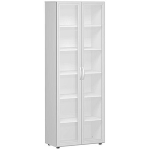 geramöbel Aktenschrank Flex, S-386821-GTL lichtgrau, Acrylglas satiniert 5 Fachböden 80,0 x 42,0 x 216,0 cm