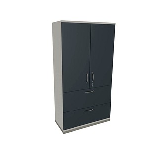 fm Aktenschrank Sidney, 4260429769872 weiß, lavagrau 2 Fachböden 100,0 x 44,2 x 186,9 cm