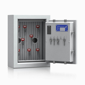 ISS safe4key Schlüsseltresor lichtgrau mit 5 + Schlüsselhaken-System Haken, Elektronikschloss, 33,0 x 16,5 x 44,0 cm, 1 St.