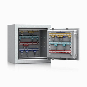 ISS safe4key Schlüsseltresor lichtgrau mit 64 Haken, Doppelbartschloss, 40,0 x 27,0 x 40,0 cm, 1 St.