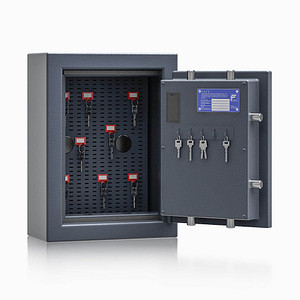 ISS safe4key Schlüsseltresor grau mit 5 + Schlüsselhaken-System Haken, Elektronikschloss, 33,0 x 16,5 x 44,0 cm, 1 St.