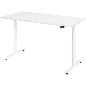 HAMMERBACHER VXDLR16 elektrisch höhenverstellbarer Schreibtisch weiß rechteckig, T-Fuß-Gestell weiß 160,0 x 80,0 cm