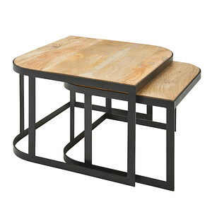 WOHNLING Couchtische-Set quadratisch Massivholz mango, 1 St.