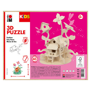 Marabu KiDS Feenhaus 3D-Puzzle, 43 (bemalbar) Teile