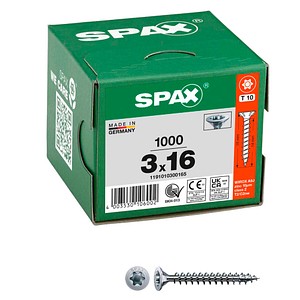 SPAX® Universalschrauben T10 Senkkopf WIROX 1191010300165 3 mm x 16 mm, 1.000 St.