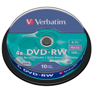 10 verbatim DVD-RW 4,7 GB wiederbeschreibbar