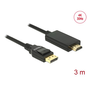 DeLOCK DisplayPort 1.2/High Speed HDMI Kabel 4K 30 Hz 3,0 m schwarz, 1 St.
