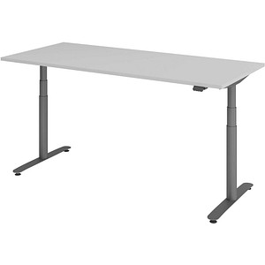 HAMMERBACHER VXDLR19 elektrisch höhenverstellbarer Schreibtisch lichtgrau rechteckig, T-Fuß-Gestell grau 180,0 x 80,0 cm