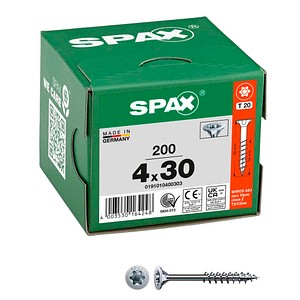 SPAX® Universalschrauben T20 Senkkopf WIROX 0191010400303 4 mm x 30 mm, 200 St.