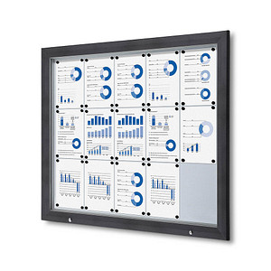Showdown® Displays Schaukasten Premium grau 15x DIN A4 124,5 x 4,7 x 106,7 cm, 1 St.