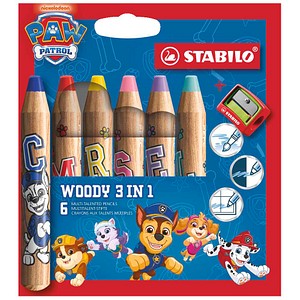 STABILO woody 3 in 1 PAW Patrol Buntstifte farbsortiert, 6 St.