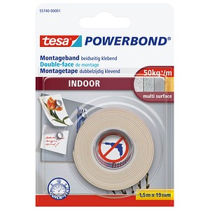 tesa Montageband POWERBOND Indoor 55740 doppelseitiges Klebeband 19,0 mm x 1,5 m, 1 Rolle