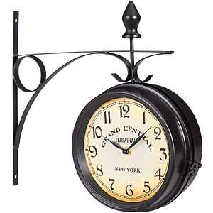 relaxdays Wanduhr beige schwarz Eisen 35,0 x 35,0 cm, Ø 22,0 cm