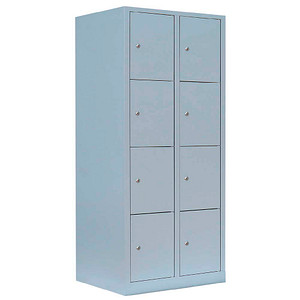 LÜLLMANN Schließfachschrank lichtgrau 523420, 8 Schließfächer 80,0 x 50,0 x 180,0 cm
