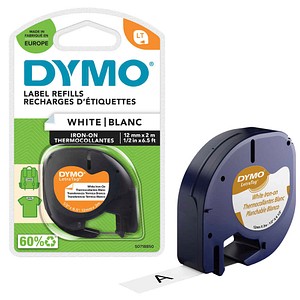 DYMO Textil-Schriftband LetraTag 18768 S0718850, 12 mm, schwarz auf weiß, 1 St.