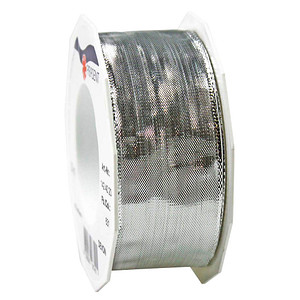 PRÄSENT Geschenkband Devon glänzend silber 40,0 mm x 20,0 m