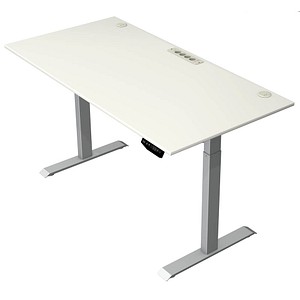 Kerkmann Move 1 plus elektrisch höhenverstellbarer Schreibtisch weiß rechteckig, T-Fuß-Gestell grau 160,0 x 80,0 cm