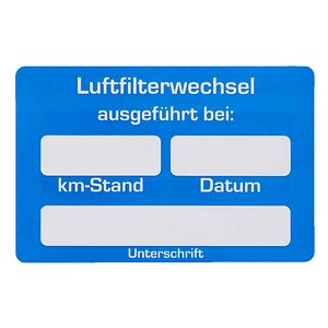 EICHNER Aufkleber Luftfilter-Wechsel ausgeführt bei, blau/weiß, 250 St.