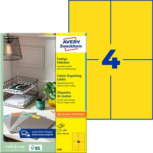 AVERY Zweckform Etiketten 3459 gelb 105,0 x 148,0 mm, 100 Blatt