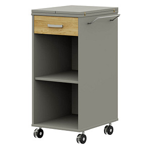 röhr Techno Rollcontainer grau, hickory-eiche 1 Auszug 50,2 - 100,0 x 54,6 x 104,2 cm