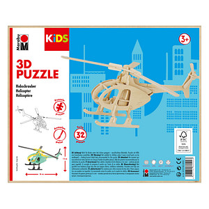 Marabu KiDS Hubschrauber 3D-Puzzle, 32 (bemalbar) Teile