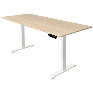 Kerkmann Move 1 elektrisch höhenverstellbarer Schreibtisch ahorn rechteckig, T-Fuß-Gestell weiß 180,0 x 80,0 cm